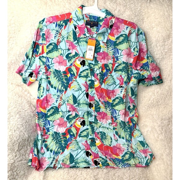 Margaritaville Casual Button Down Collared Men's Shirt Parrot Beach Size M - Picture 2 of 4